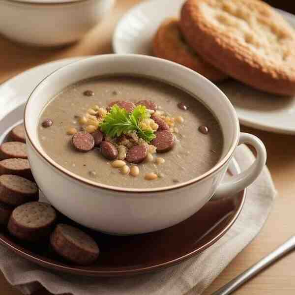 Фасолевый суп с охотничьими колбасками